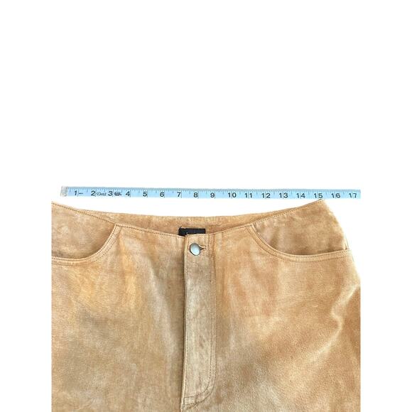 Vintage Y2K Mossimo Tan Leather Suede Western Cowgirl Wide Leg Pants Size 12 - Picture 10 of 13